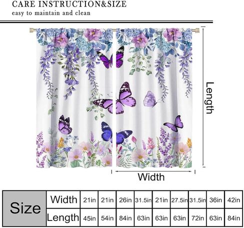 ستارة تعتيم على شكل فراشة، ستائر معالجة للنافذة باللون الأرجواني الزهري باللون الأرجواني الربيعي لغرفة المعيشة والمطبخ والمقهى وغرفة النوم وغرفة الطعام وستائر المكتب، مقاس 42 × 45 بوصة in Kuwait