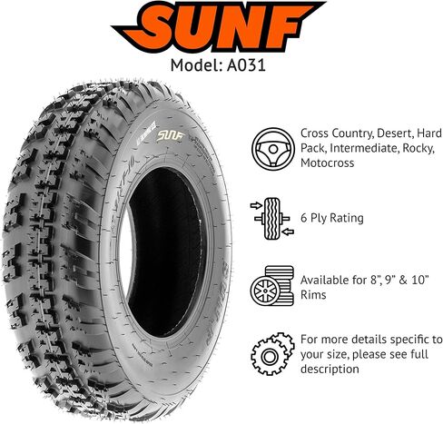 SunF Set 2 ATV Tires 20x6-10 20x6x10 Knobby Tubeless 6 PR A031 in Kuwait
