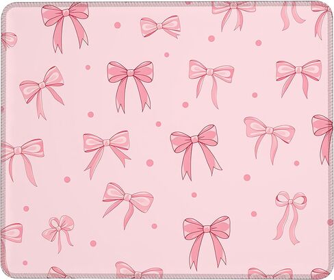 Square Mouse Pad with Stitched Edge,Pink Bows Mousepad Washable Cloth.Computer Mouse Pad with Non-Slip Rubber Base,Mouse Pads for Computers Laptop Mouse 9.5 x7.9Inch in Saudi Arabia