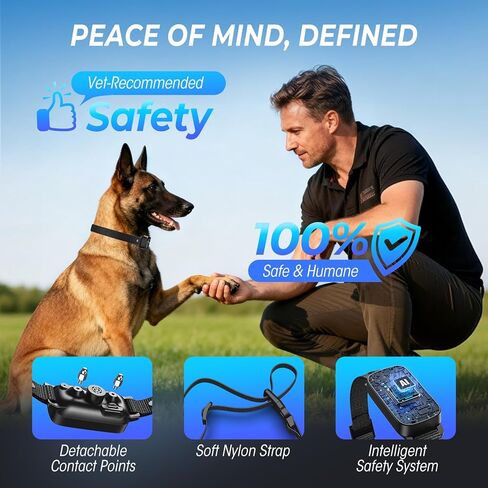 Bark Collar for Medium and Large Dogs, Smart Ultrasonic Bark Collar for Dogs, Rechargeable Bark Training Collar with Adjustable Vibration and Ultrasonic Beep Sensitivity in Saudi Arabia