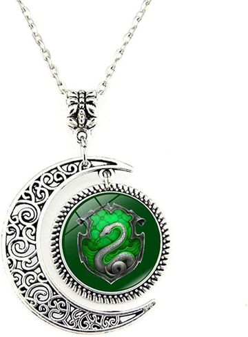 Day Vacation Moon Pendant Snake Green Silver Charm Crescent Necklace Jewelry Gift in Saudi Arabia