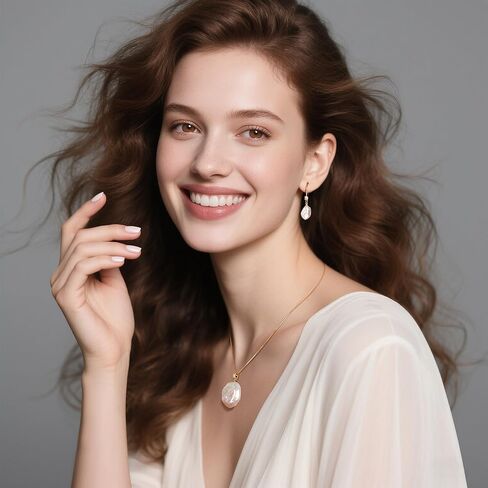 White Baroque Pearl Necklace and Earring Set 10-18mm S925 Sterling Silver Detachable Natural Freshwater Pearl Pendent Necklace Drop Earrings Set Vintage Pearl Jewelry Gift For Women in Kuwait