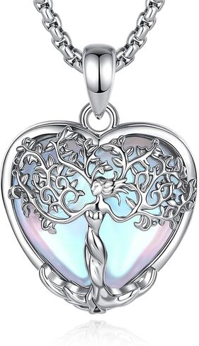 AEONSLOVE Tree of Life Necklace with Crystal for Women, Amethyst/Obsidian/Turquoise/Moonstone/Malachite Crystal Pendant Necklaces for Ladies in Saudi Arabia