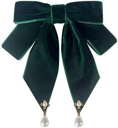 Vintage Velvet Ladies Bow Pre-Tied Brooch for Women Elegant Shell Pearl Charms Drop Ribbon Neck Tie Brooches Lapel Pins Dainty Christmas Wedding Prom Party Costume Bow Tie Dress Accessories Gift in Saudi Arabia