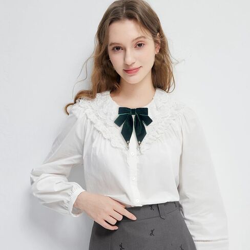 Vintage Velvet Ladies Bow Pre-Tied Brooch for Women Elegant Shell Pearl Charms Drop Ribbon Neck Tie Brooches Lapel Pins Dainty Christmas Wedding Prom Party Costume Bow Tie Dress Accessories Gift in Saudi Arabia