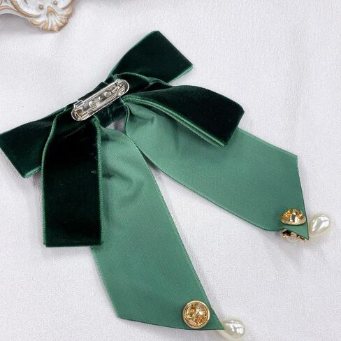 Vintage Velvet Ladies Bow Pre-Tied Brooch for Women Elegant Shell Pearl Charms Drop Ribbon Neck Tie Brooches Lapel Pins Dainty Christmas Wedding Prom Party Costume Bow Tie Dress Accessories Gift in Saudi Arabia
