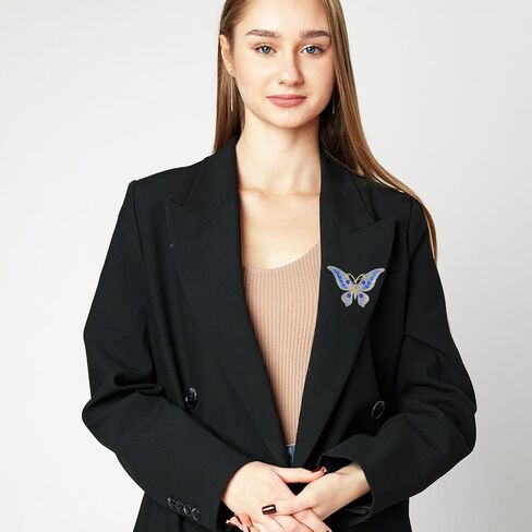 2PCS Rhinestone Pearl Butterfly Brooch, Blue Rhinestone Butterfly Lapel Pins, Sparkling Metal Butterflies Brooch Pin for Weddings, Christmas, Birthdays, Parties, and Everyday Wear, Gift for Women in Kuwait