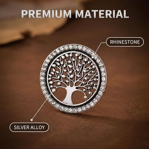 Gold Tree of Life Brooch Pins Rhinestone Flower Vintage Lapel Badge Brooches for Women Fashion Jewelry Clothing Accessories in Saudi Arabia
