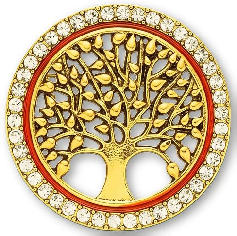 Gold Tree of Life Brooch Pins Rhinestone Flower Vintage Lapel Badge Brooches for Women Fashion Jewelry Clothing Accessories in Kuwait