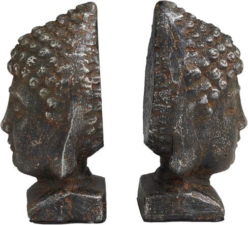 Deco 79 Metal Buddha Bookends with Gold Foil Detail, Set of 2 4" W, 6" H, Gold in Saudi Arabia