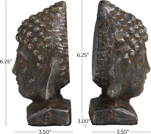 Deco 79 Metal Buddha Bookends with Gold Foil Detail, Set of 2 4" W, 6" H, Gold in Saudi Arabia