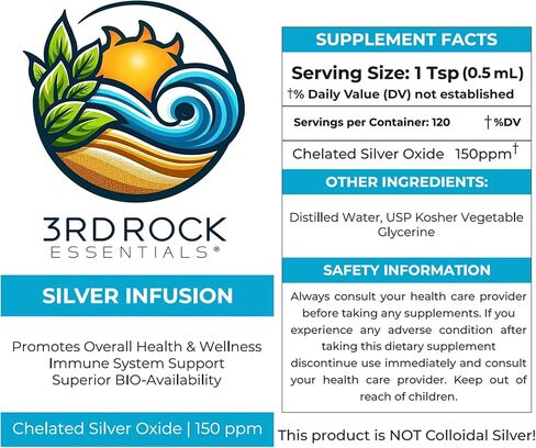 | Silver Infusion 150 PPM Chelated Silver Oxide Spray Dietary Supplement | All Natural Liquid Silver Spray Immune Support Supplement | All Natural Personal Care (2 oz.) in Saudi Arabia