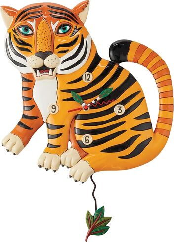 ساعة حائط Enesco Allen Designs Stripes بندول النمر المنحوت، 11.81 بوصة، متعددة الألوان in Saudi Arabia
