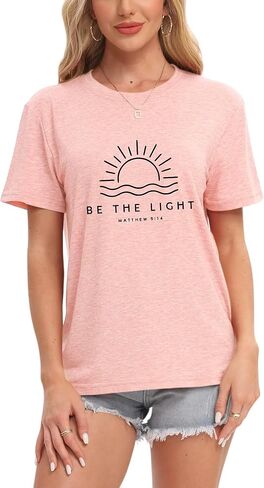 قمصان مسيحية للنساء قمصان دينية يسوع الإيمان آية الكتاب المقدس Be The Light تي شيرت لطيف كاجوال برسومات in Kuwait
