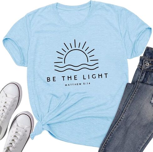 قمصان مسيحية للنساء قمصان دينية يسوع الإيمان آية الكتاب المقدس Be The Light تي شيرت لطيف كاجوال برسومات in Kuwait