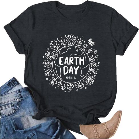 قمصان يوم الأرض للنساء: تي شيرت Happy Earth Day Save The Earth البيئي غير الرسمي in Kuwait
