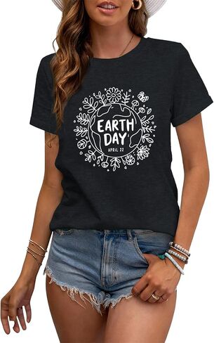 قمصان يوم الأرض للنساء: تي شيرت Happy Earth Day Save The Earth البيئي غير الرسمي in Kuwait