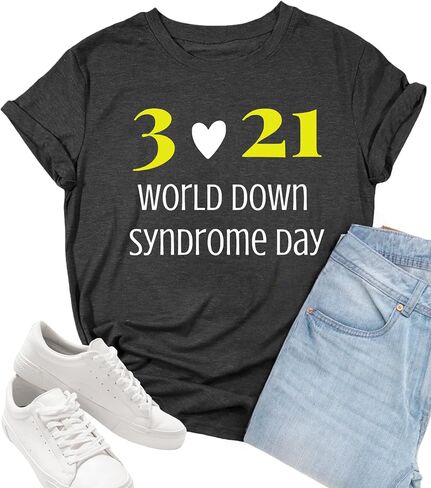 Down Syndrome Awareness Shirts Women World Down Syndrome Day Inspirational Shirt Casual Love Heart Graphic Tee in Saudi Arabia