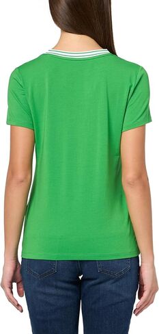Nautica Women's Tipped Short Sleeve V-Neck Shirt, New Leaf, Medium in Saudi Arabia