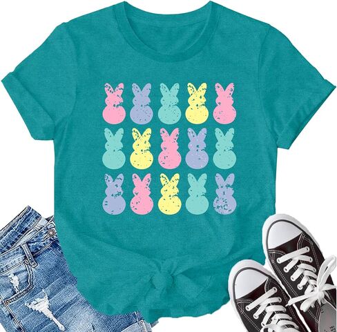 LBP Easter Day Shirt for Women Happy Easter Bunny T-Shirt Rabbit Graphic Tee Tops in Saudi Arabia