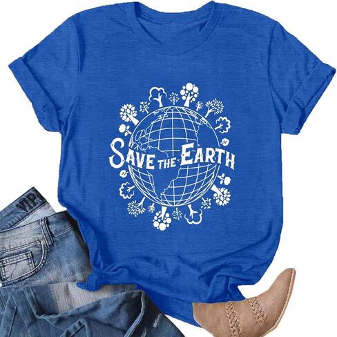 قمصان يوم الأرض للنساء: تي شيرت Happy Earth Day Save The Earth البيئي غير الرسمي in Saudi Arabia