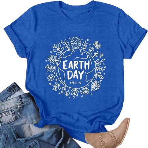 قمصان يوم الأرض للنساء: تي شيرت Happy Earth Day Save The Earth البيئي غير الرسمي in Kuwait