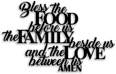 Bless the Food Metal Wall Decor - Scripture Room Decor Bible Quotes Wall Art Christian Home Decor for Living Room, Dining Room, Kitchen (Black) in Kuwait
