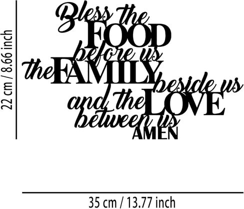 Bless the Food Metal Wall Decor - Scripture Room Decor Bible Quotes Wall Art Christian Home Decor for Living Room, Dining Room, Kitchen (Black) in Saudi Arabia