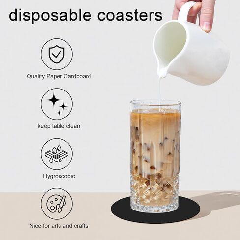 Disposable Paper Bar Coasters 400 Pcs Black 4 Inch Coasters for Drinks ，Absorbent & Non Slip for Bars, Restaurants, Family Gathering DIY Crafts Arts Wedding Use (Black) in Saudi Arabia