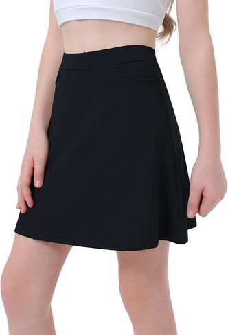 Girls Athletic Knee Length Skorts Skirts Golf Tennis Swim Skirts for Girls with Pockets in Saudi Arabia