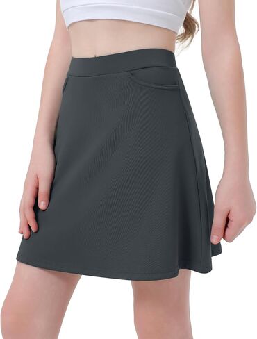 Girls Athletic Knee Length Skorts Skirts Golf Tennis Swim Skirts for Girls with Pockets in Saudi Arabia