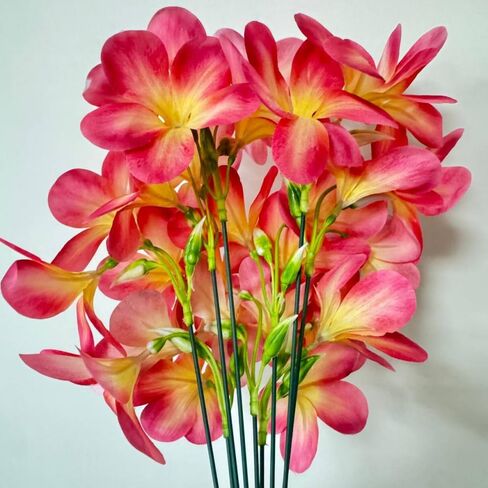 10 Bunch Pink Artificial Flowers Fake Plumeria Flower with Stems,12inch Real Touch Lifelike Frangipani Flower Bouquets for Wedding Engagement Party Cake Topper Spring Flowers Beach Decor in Saudi Arabia