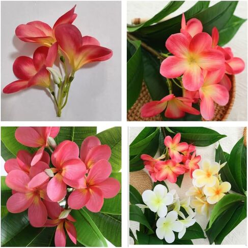 10 Bunch Pink Artificial Flowers Fake Plumeria Flower with Stems,12inch Real Touch Lifelike Frangipani Flower Bouquets for Wedding Engagement Party Cake Topper Spring Flowers Beach Decor in Saudi Arabia
