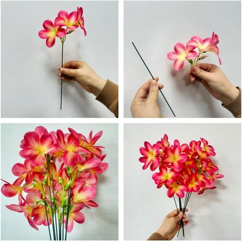 10 Bunch Pink Artificial Flowers Fake Plumeria Flower with Stems,12inch Real Touch Lifelike Frangipani Flower Bouquets for Wedding Engagement Party Cake Topper Spring Flowers Beach Decor in Saudi Arabia