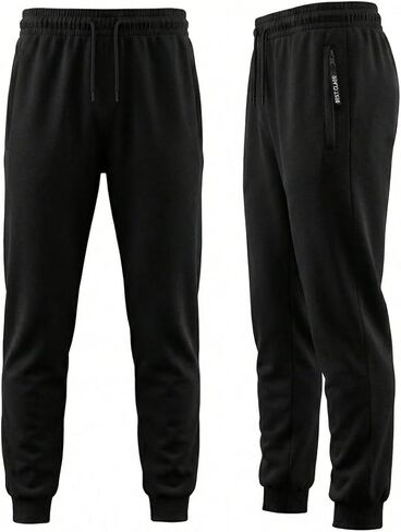 Men's Zipper Pockets Sweatpants with Drawstring Waist Ribbed Cuffs Casual Pants for Gym Active Lifestyle in Saudi Arabia