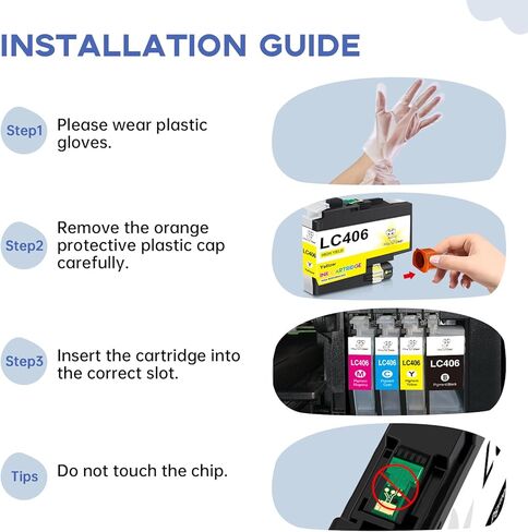 خراطيش حبر Miss Deer LC406 LC406XL عالية الإنتاجية بديلة لأخيه LC406XL LC406، تعمل لطابعة MFC-J4335DW MFC-J4535DW MFC-J5855DW MFC-J6555DW MFC-J6955DW (BK/C/M/Y) in Kuwait