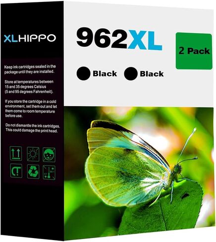 962XL Black Ink Cartridges for HP Printers OfficeJet Pro 9015e 9018e 9025e 9015 9018 9025 9020 9010 Series, Replacement HP962 HP 962 XL Black, Support e Series and HP+ | High Yield 2 Pack in Kuwait