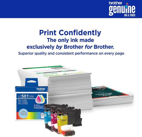 Brother Genuine LC501XL3PKS Ink Cartridges High Yield Color 3 Pack (Cyan, Magenta, Yellow) for MFC-J1260DW MFC-J1360DW MFC-J1410DW with Tech Smart USA Printer Essentials Download Card for PC in Saudi Arabia