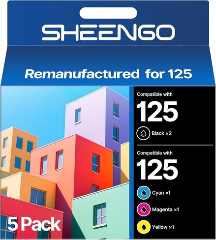 Remanufactured 125 Ink Cartridges Replacement for Epson 125 Ink Cartridges for Epson Stylus NX420 Ink Cartridges Epson 125 T125 Work for NX420 NX520 NX125 NX127 Workforce 320 323 325 Printer (5 Pack) in Kuwait