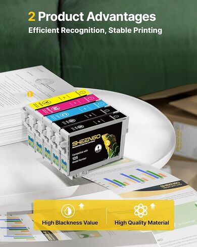 Remanufactured 125 Ink Cartridges Replacement for Epson 125 Ink Cartridges for Epson Stylus NX420 Ink Cartridges Epson 125 T125 Work for NX420 NX520 NX125 NX127 Workforce 320 323 325 Printer (5 Pack) in Kuwait