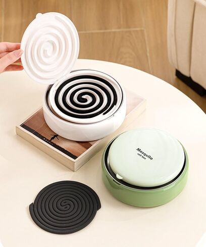 Mosquito Coil Holder with Coil Separator – Incense Holder, Incense Burner Holder, Decorative Intense Holders for Patio, Garden, Camping, and Indoor/Outdoor Use (White) in Saudi Arabia
