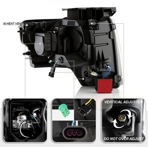 ACANII - For 2009-2014 Ford F 150 Pickup [Halogen Model] Full LED Light Tube w/ 3 LED Projector Headlights Headlamps Pair in Kuwait