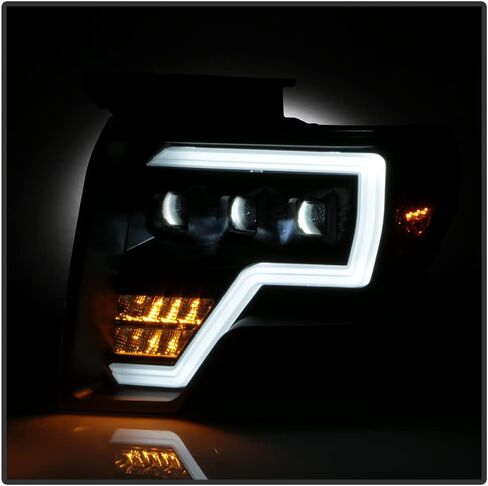 ACANII - For 2009-2014 Ford F 150 Pickup [Halogen Model] Full LED Light Tube w/ 3 LED Projector Headlights Headlamps Pair in Kuwait