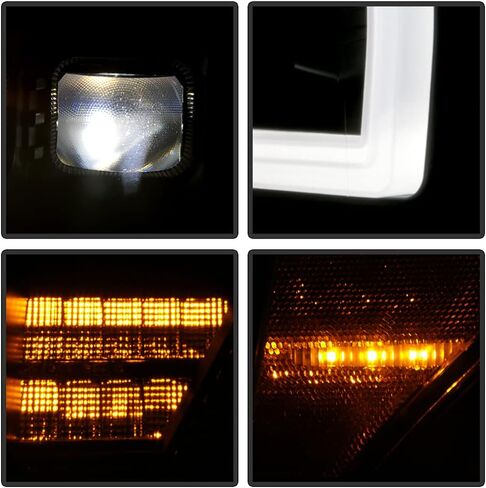 ACANII - For 2009-2014 Ford F 150 Pickup [Halogen Model] Full LED Light Tube w/ 3 LED Projector Headlights Headlamps Pair in Kuwait