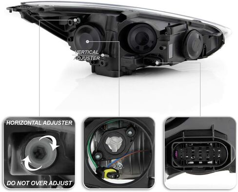 YeewellACANII - For [Halogen Type Chrome Housing w/LED DRL] 2015-2018 Ford Focus Headlight Headlamp Assembly Left Driver Side in Kuwait