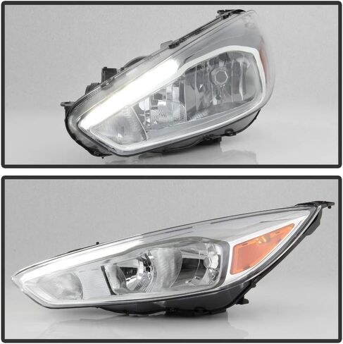 YeewellACANII - For [Halogen Type Chrome Housing w/LED DRL] 2015-2018 Ford Focus Headlight Headlamp Assembly Left Driver Side in Kuwait