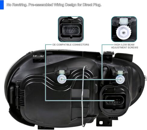 SPEC-D TUNING Black Headlights w/Built-in Fog Lamps Compatible with 1999-2006 Volkswagen Golf MK4 GTI, 2004 R32, 1999-2002 Cabrio, L+R Pair Head Light Lamp Assembly in Kuwait