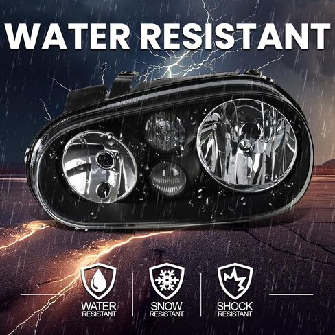 SPEC-D TUNING Black Headlights w/Built-in Fog Lamps Compatible with 1999-2006 Volkswagen Golf MK4 GTI, 2004 R32, 1999-2002 Cabrio, L+R Pair Head Light Lamp Assembly in Kuwait