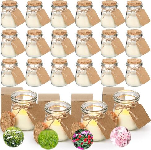 24 قطعة من جرة الشموع المعطرة من MTLEE، شموع الشمع الطبيعية مع بطاقات علامات DIY لعيد الشكر وأعياد الميلاد وحفلات الزفاف وحفلات استقبال المولود الجديد (الشتاء/الغابات/عصير التفاح/دافئ) in Saudi Arabia