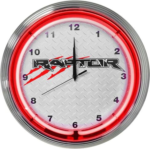 Blue Oval Industries Neonetics Red Neon Light Up Wall Clock 15" for Ford Ranger Bronco F-150 Raptor in Kuwait